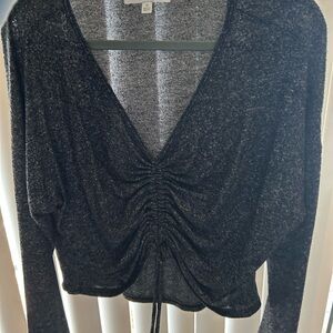 Gaze Charcoal Ruched Cropped Sweater